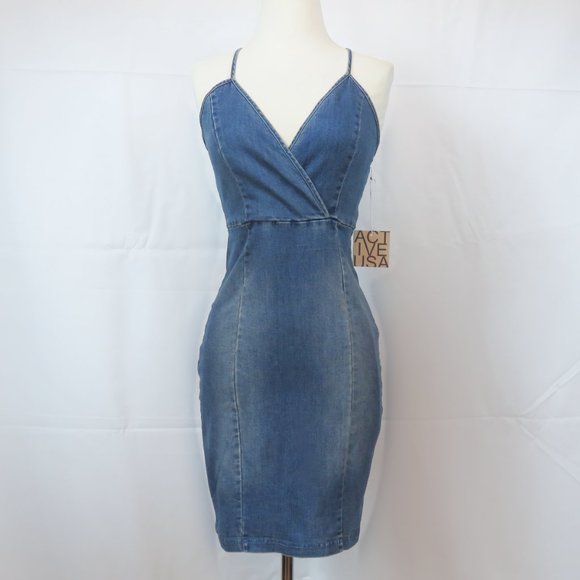 Active USA Dresses & Skirts - Minimalist Denim Dress - Wrap Front- Y2K - NEW W/ TAGS